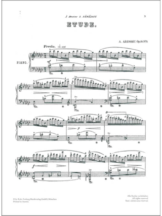 Etude sur un Thème Chinois Op. 25-3 - Anton Arensky - Partition